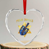 Funny Hanukkah Heart Crystal Glass Ornament Feliz Januca Jewish Sephardic Ladino - Wonder Print Shop