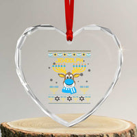 Funny Hanukkah Heart Crystal Glass Ornament Jewdolph Jewish Reindeer Menorah - Wonder Print Shop