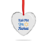 Funny Hanukkah Heart Crystal Glass Ornament Kish Mir In Tuchas Jewish Yiddish Ashkenazi - Wonder Print Shop