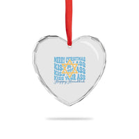 Funny Hanukkah Heart Crystal Glass Ornament Kiss My Ass Kiss His Ass Kiss Your Ass - Wonder Print Shop