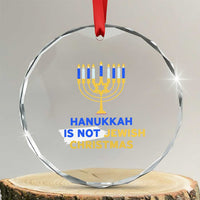 Funny Hanukkah Is Not Jewish Christmas Crystal Glass Ornament Chanukah Menorah - Wonder Print Shop