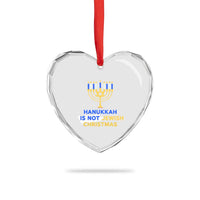 Funny Hanukkah Is Not Jewish Christmas Heart Crystal Glass Ornament Chanukah Menorah - Wonder Print Shop