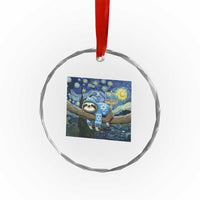 Funny Hanukkah Sloth Crystal Glass Ornament Van Gogh Starry Night Jewish Gift TS12