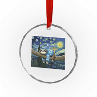 Funny Hanukkah Sloth Crystal Glass Ornament Van Gogh Starry Night Jewish Gift - Wonder Print Shop