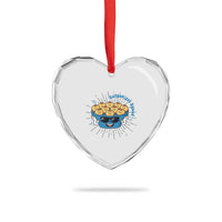 Funny Hanukkah Sufganiyah Jelly Donut Squad Gift Heart Crystal Glass Ornament - Wonder Print Shop