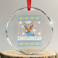 Funny Hanukkah Xmas Crystal Glass Ornament Merry Chrismukkah Reindeer David Stars Menorah TS11