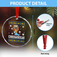 Funny Hanukkah Xmas Crystal Glass Ornament Merry Chrismukkah Reindeer David Stars Menorah TS11