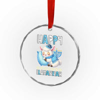 Funny Happy Llamakkah Crystal Glass Ornament Cute Llama Jewish Holiday Gift TS12