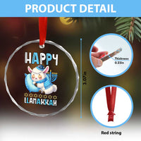 Funny Happy Llamakkah Crystal Glass Ornament Cute Llama Jewish Holiday Gift - Wonder Print Shop
