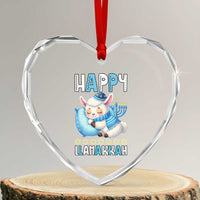 Funny Happy Llamakkah Heart Crystal Glass Ornament Cute Llama Jewish Holiday Gift - Wonder Print Shop