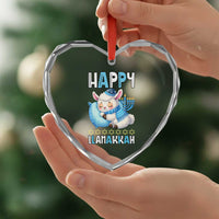 Funny Happy Llamakkah Heart Crystal Glass Ornament Cute Llama Jewish Holiday Gift - Wonder Print Shop