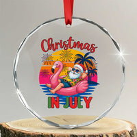 Funny Hawaiian Christmas Crystal Glass Ornament Santa Beach Tropical Xmas TS14