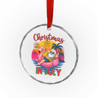 Funny Hawaiian Christmas Crystal Glass Ornament Santa Beach Tropical Xmas TS14
