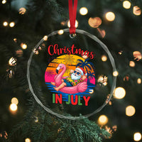 Funny Hawaiian Christmas Crystal Glass Ornament Santa Beach Tropical Xmas - Wonder Print Shop