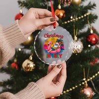 Funny Hawaiian Christmas Crystal Glass Ornament Santa Beach Tropical Xmas TS14