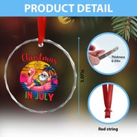 Funny Hawaiian Christmas Crystal Glass Ornament Santa Beach Tropical Xmas TS14