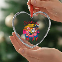 Funny Hawaiian Christmas Heart Crystal Glass Ornament Santa Beach Tropical Xmas - Wonder Print Shop