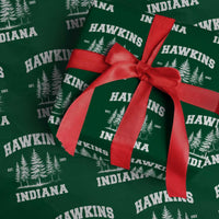 Funny Hawkins Sci Fi Lover Wrapping Paper Roll Indiana Strangers Pine Tree - Wonder Print Shop