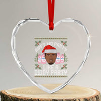 Funny Heart Crystal Glass Ornament Ain't No Party Like a Diddy Party Baby Oil Ugly Gifts - Wonder Print Shop