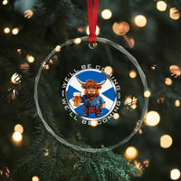 Funny Highland Cow in Kilt Drinking Crystal Glass Ornament We'll Be Coming Scottish Pride Football Fans - Wonder Print Shop