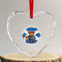 Funny Highland Cow in Kilt Drinking Heart Crystal Glass Ornament We'll Be Coming Scottish Pride Football Fans - Wonder Print Shop