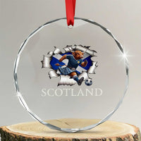 Funny Highland Cow in Kilt Footballer Crystal Glass Ornament We'll Be Coming Scottish Pride Football Fans - Wonder Print Shop