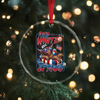 Funny Highland Cow Pool Party 4th Of July Crystal Glass Ornament Red White And Moo