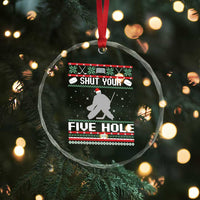 Funny Hockey Goalie Ugly Christmas Gift Crystal Glass Ornament Shut Your Five Hole - Wonder Print Shop