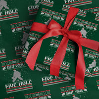 Funny Hockey Goalie Ugly Christmas Gift Wrapping Paper Roll Shut Your Five Hole - Wonder Print Shop