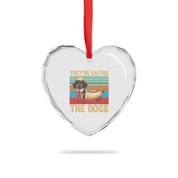 Funny Hot Dog Lover Heart Crystal Glass Ornament They're Eating The Dogs Dachshund - Wonder Print Shop