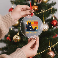 Funny Humor Saying Cat Crystal Glass Ornament I Like To Pet My Pussy Naughty Vintage TS10
