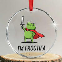 Funny Huzzah Frog Crystal Glass Ornament Im Frogtifa Knight Resist Protest - Wonder Print Shop