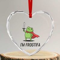 Funny Huzzah Frog Heart Crystal Glass Ornament Im Frogtifa Knight Resist Protest - Wonder Print Shop
