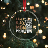 Funny I Am A Black Mom Crystal Glass Ornament Black History Month Mothers Day