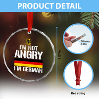 Funny I Am Not Angry I Am German Crystal Glass Ornament Germany Flag German American - Wonder Print Shop