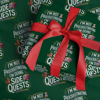 Funny I Am Not Procrastinating I Am Doing Side Quests Wrapping Paper Roll Fantasy RPG Gamer - Wonder Print Shop