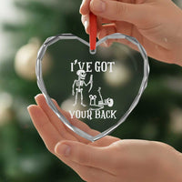 Funny I Got Your Back Heart Crystal Glass Ornament Halloween Skeleton Skull - Wonder Print Shop