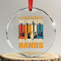 Funny I May Be Old But I Got To See All The Cool Bands Crystal Glass Ornament Guitar TS11