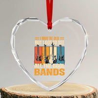 Funny I May Be Old But I Got To See All The Cool Bands Heart Crystal Glass Ornament Guitar - Wonder Print Shop