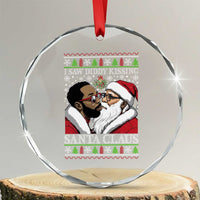 Funny I Saw Diddy Kissing Santa Claus Xmas Mistletoe Crystal Glass Ornament TS11