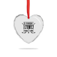 Funny Ice Hockey Heart Crystal Glass Ornament Straight Outta The Penalty Box Vintage Ice Hockey Sticks - Wonder Print Shop