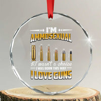 Funny Im Ammosexual Crystal Glass Ornament Second Amendment Patriotic Freedom Graphic