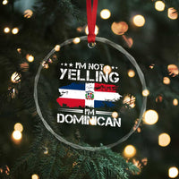 Funny I'm Not Yelling I Am Just Dominican Crystal Glass Ornament Vintage DR Flag TS10