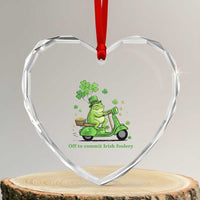 Funny Irish Frog Off To Commit Foolery Heart Crystal Glass Ornament St Patricks Day Gift