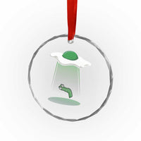 Funny Irish St Patricks Day Crystal Glass Ornament UFO Egg Bacon Abduction Funny