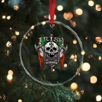 Funny Irish Warrior Crystal Glass Ornament Vintage Skull Celtic Cross Ireland Flag - undefined