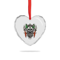 Funny Irish Warrior Heart Crystal Glass Ornament Vintage Skull Celtic Cross Ireland Flag - Wonder Print Shop