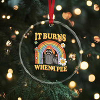 Funny It Burns When I Pee Crystal Glass Ornament Sarcastic Burning Racoon Meme TS11