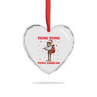 Funny Italian Brainrot Christmas Heart Crystal Glass Ornament Tung Tung Tung Sahur Meme - Wonder Print Shop