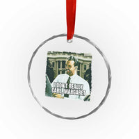 Funny JD Vance Interview Meme Crystal Glass Ornament I Don't Really Care Margaret - Wonder Print Shop